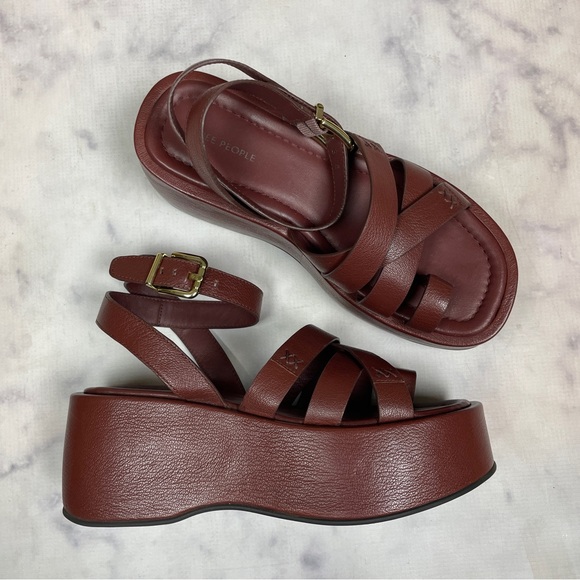Free People Hazel Strappy Leather Platform Sandals - Picture 2 of 12